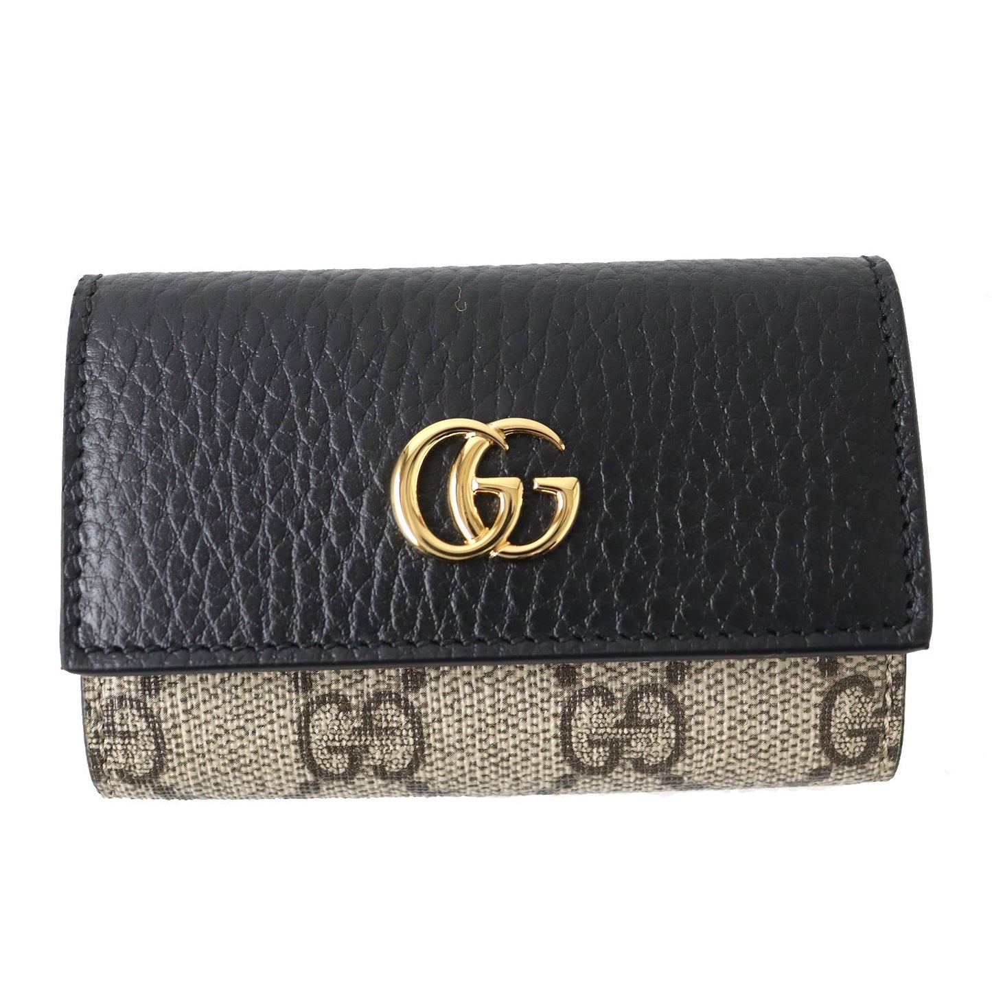 GUCCI Key case Key holder 456118 leather Black x beige