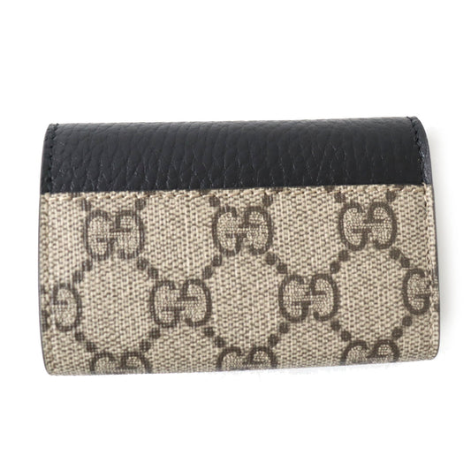 GUCCI Key case Key holder 456118 leather Black x beige