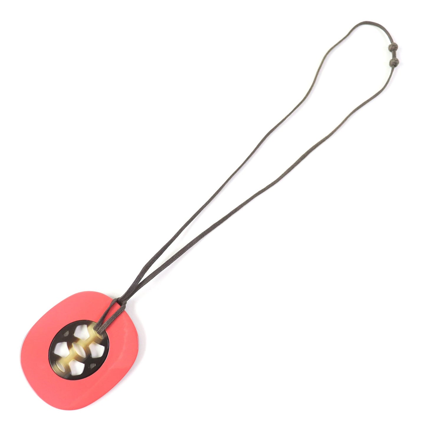 HERMES Necklace Buffalo phone Pink Brown type Lift GM Necklace