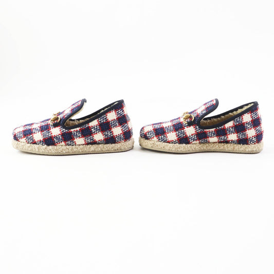 GUCCI loafers tweed Navy red white 36.5