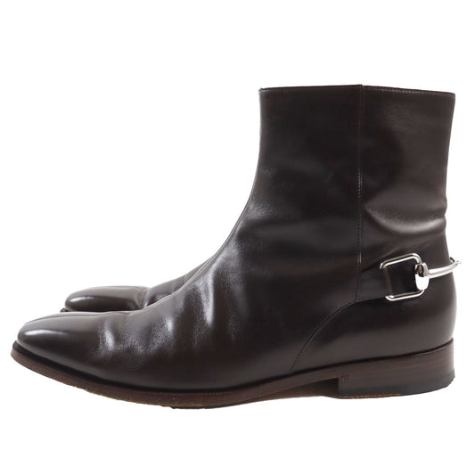 GUCCI boots 204398 Main: Leather Dark brown mens 40 Used