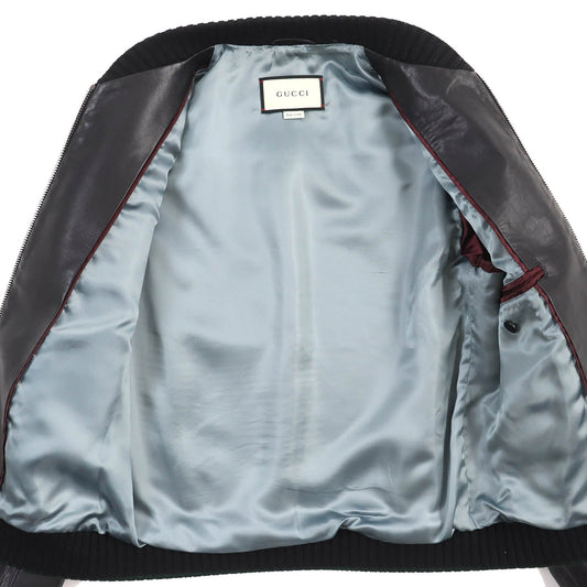 GUCCI Bomber jacket 454035 Cowhide Black red Panther 44