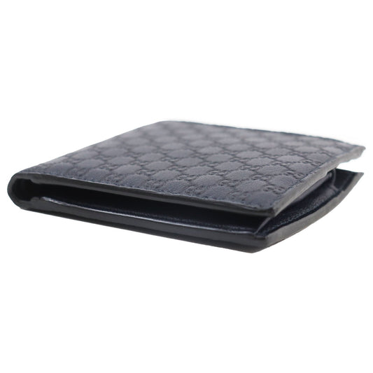 GUCCI Bifold Wallet 146223 leather Navy Micro Gucci Shima