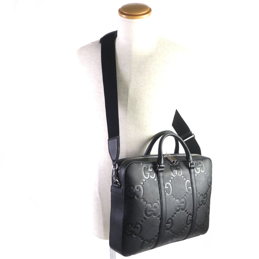 GUCCI Business bag 658573 leather black Jumbo GG