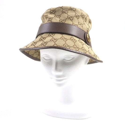 GUCCI hat 576587 cotton light brown GG Canvas Fedora Hat M