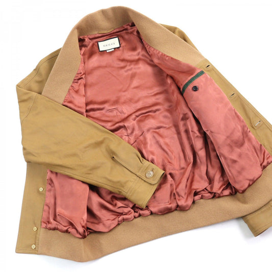 GUCCI Blouson 567428 Outer: goat leather, part: 88% wool, part: 10% nylon, part: 2% polyurethane, lining: 68% rayon Camel type mens 46 Used