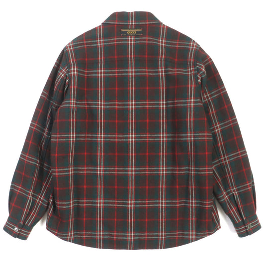 GUCCI Jacket 605724 wool Red green WOOL ZIPUP SHERT 44