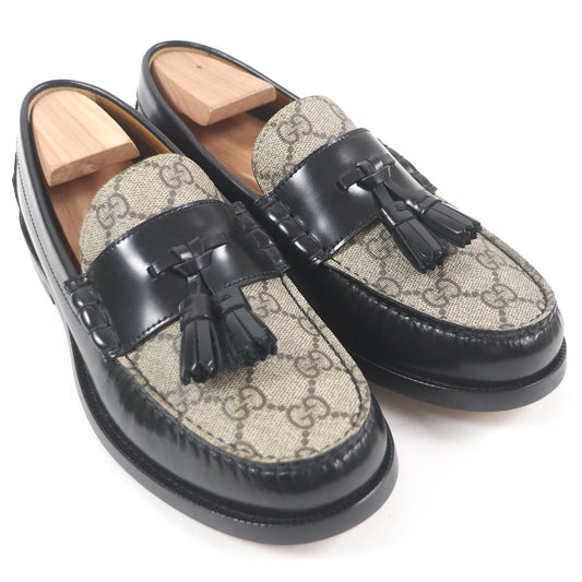 GUCCI loafers 673817 Main: GG canvas, Main: Leather Beige black mens 5.5 Used