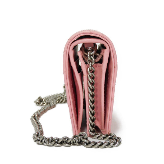 GUCCI Bifold Wallet 625693 DTD1T 5815 Calf leather Wild rose Chevron, in good condition GG Marmont Quilted Compact Chain Wallet Women Used