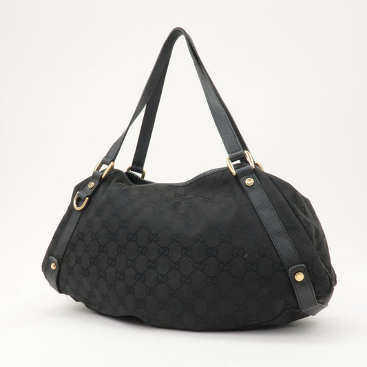 GUCCI Abbey GG Canvas Leather Tote Bag Shoulder Bag Black 130736