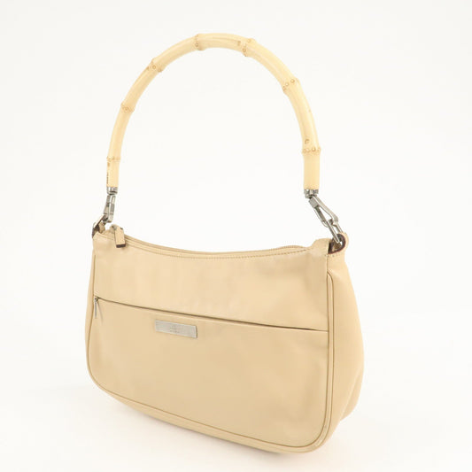 GUCCI Bamboo Leather Shoulder Bag Beige 001.3865