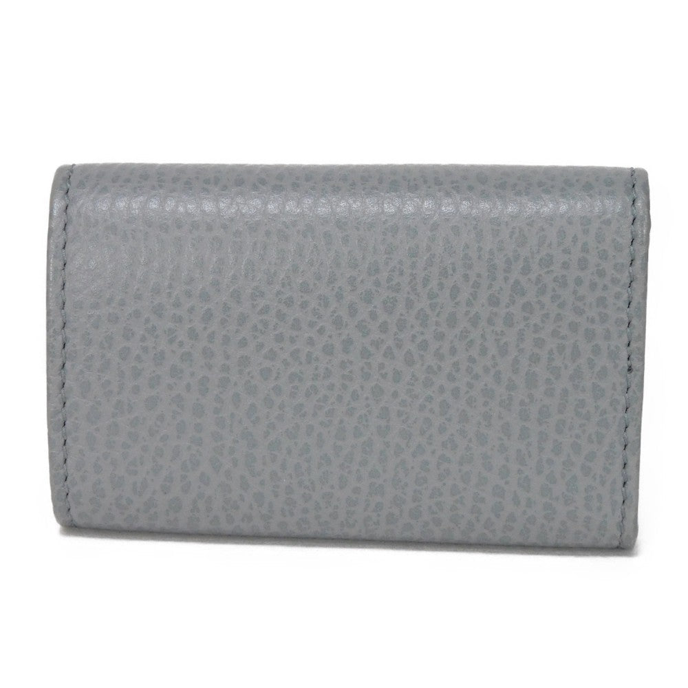 GUCCI Key case Key holder 456118 17WEN 1711 Textured leather Light gray 6-key case Key holder Petit Marmont GG Marmont Women(Unisex) Used