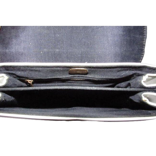 Gucci Box W Lunch Bamboo Handle White Patent Leather Satchel