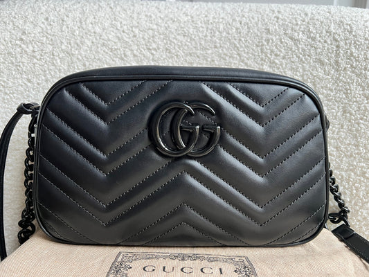 Gucci GG Black on Black Marmont Small Shoulder Bag (RRP £1340)