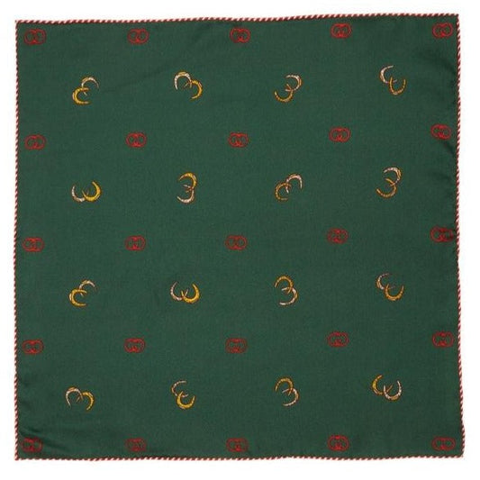 Gucci GG Horseshoe Print Pocket Square in Green