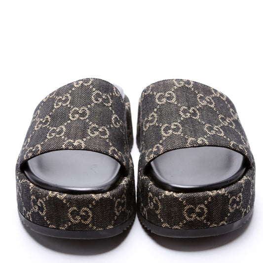 Gucci Denim Platform Slides Size 37