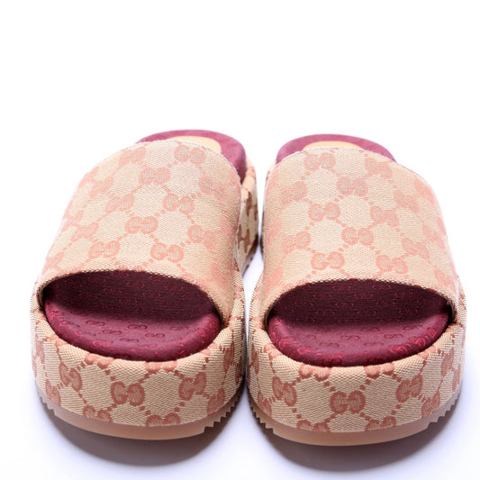 Gucci Canvas Platform Slides Size 38