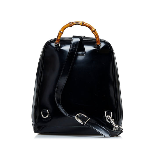 Gucci Bamboo Backpack Black Nylon Canvas