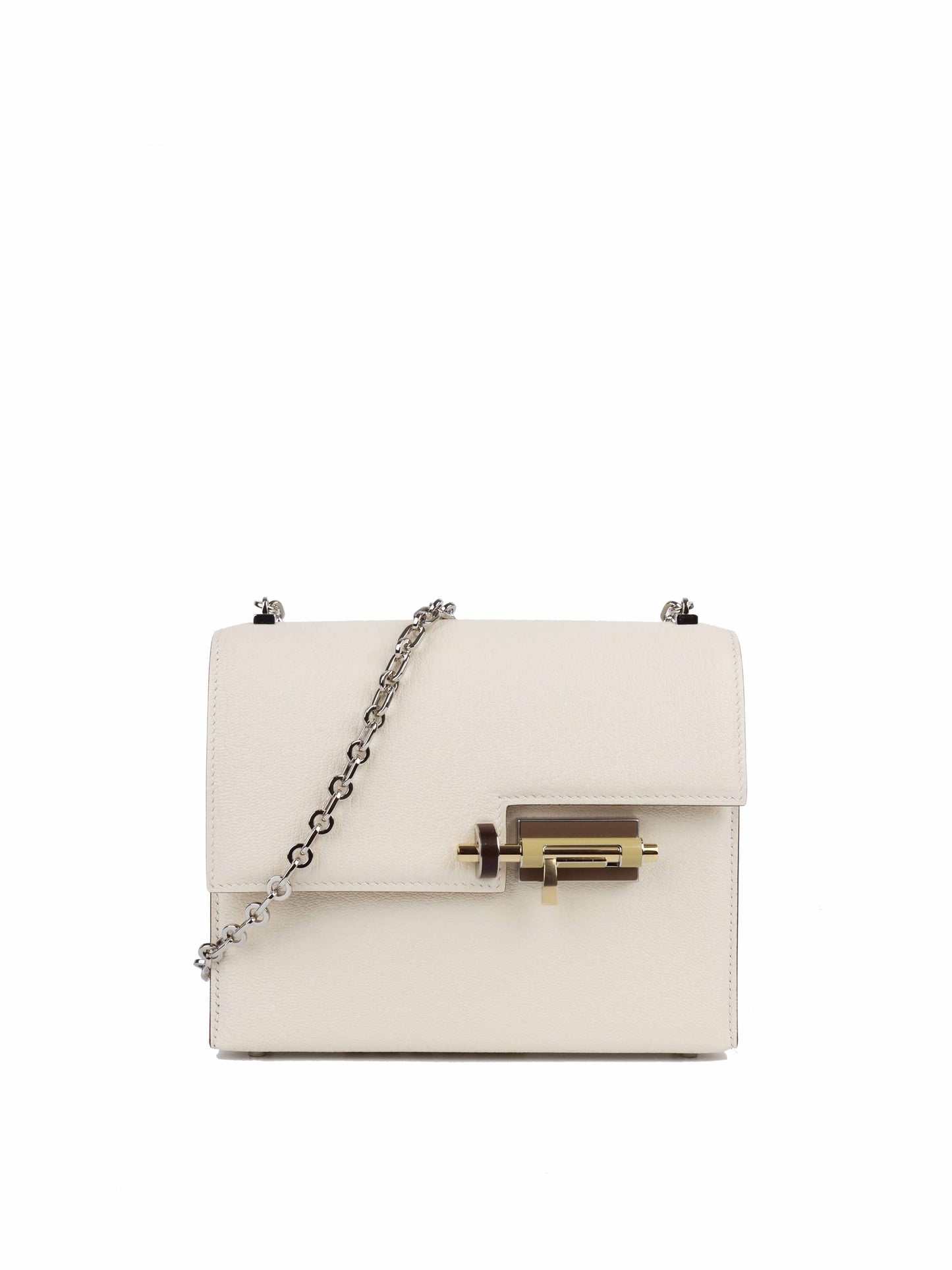 Hermes Mini Verrou Bag Chevre Mysore Nata With Havane/Tchai/Etoupe Hardware Stamp Z