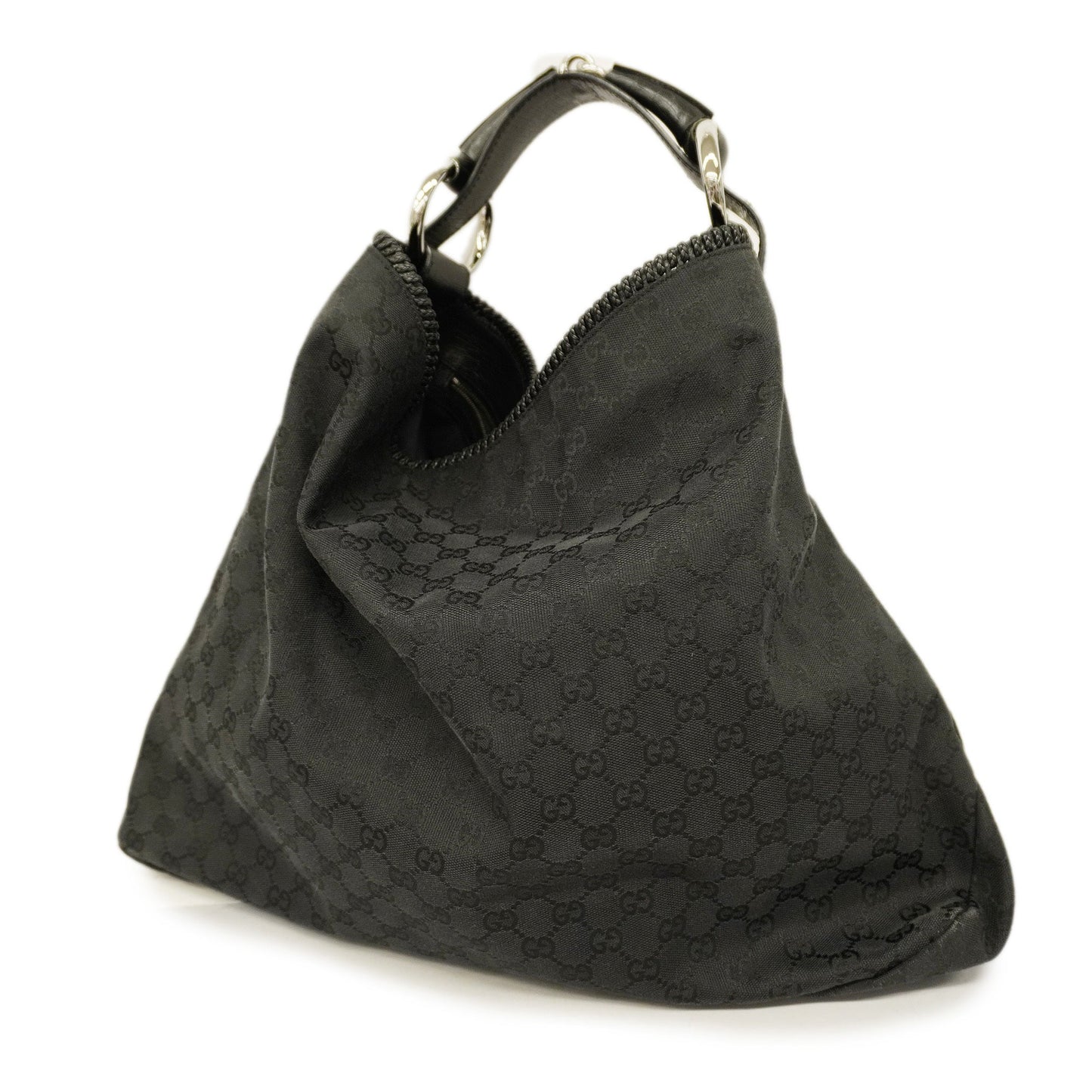 GUCCI Horsebit Shoulder Bag 114900 Women's GG Canvas Shoulder Bag Black