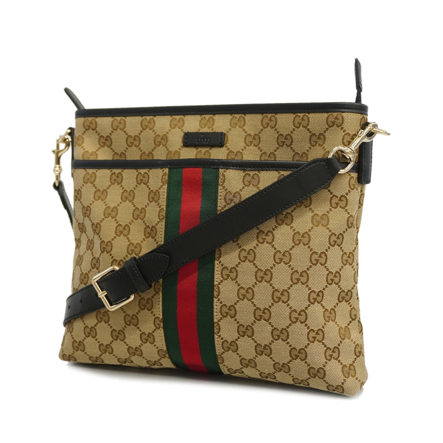 GUCCI Sherry Line 388926 Unisex GG Canvas,Leather Shoulder Bag Beige,Black