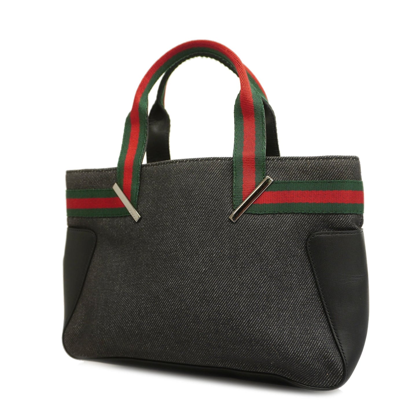 GUCCI Sherry Line 73984 Women's Denim,Leather Tote Bag Black