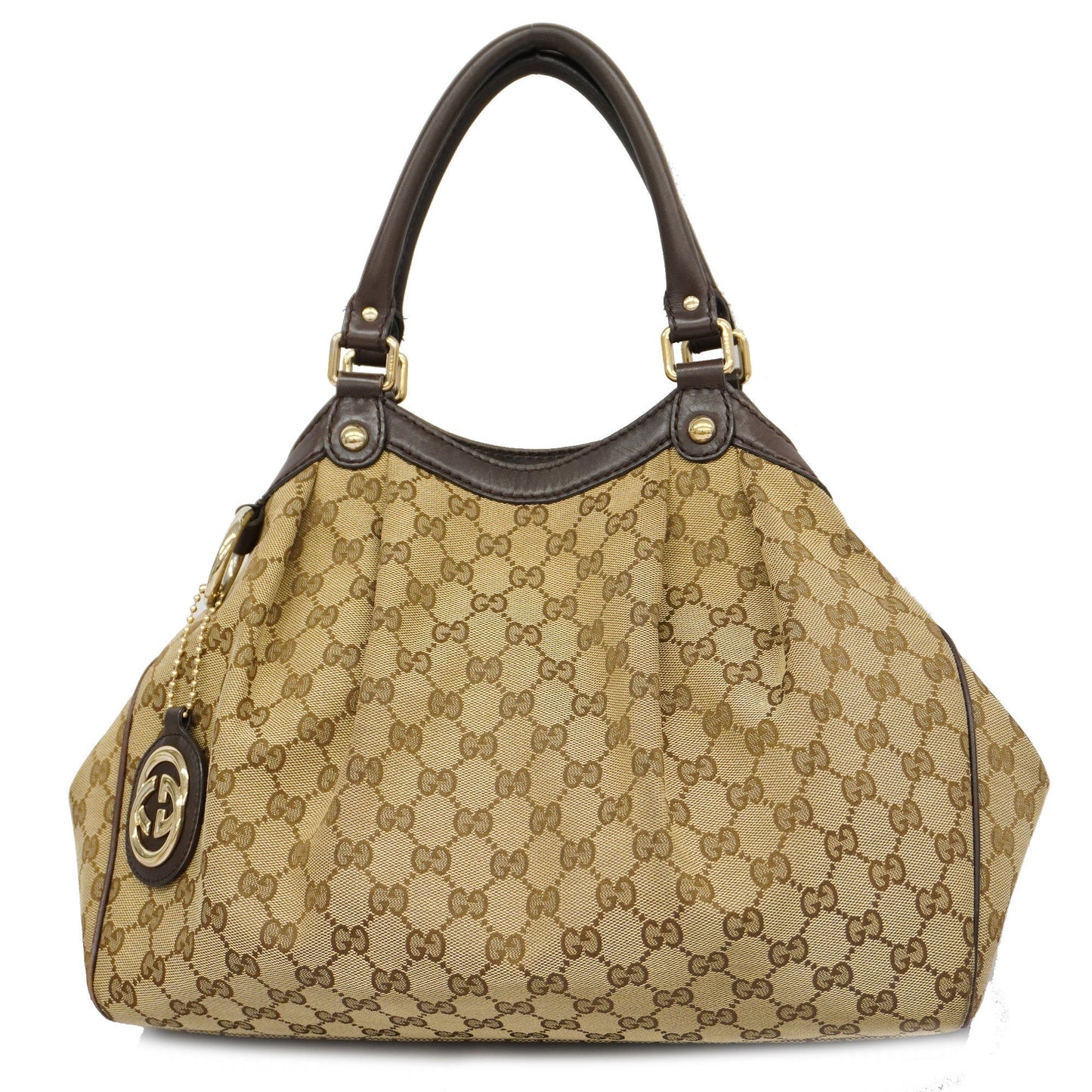 Gucci Sukey 211944 Women's GG Canvas,Leather HandBag Beige,Brown