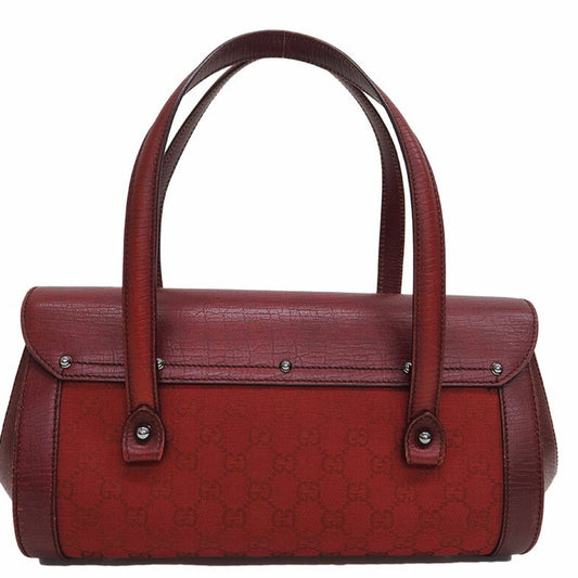Gucci 111713 GG canvas bamboo handBag red tubular shoulder