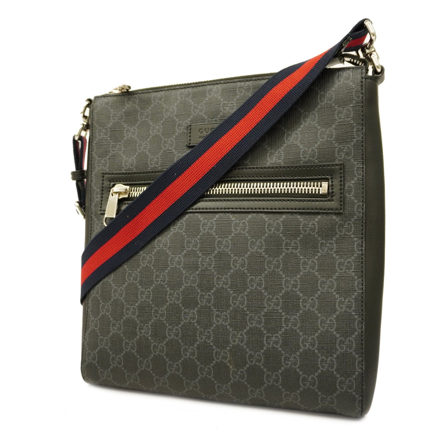 Gucci 474137 Men's PVC,Leather Shoulder Bag Black
