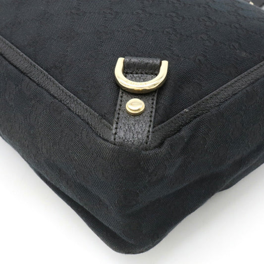 Gucci Abbey GG Canvas Tote Bag Shoulder Leather Black 141472