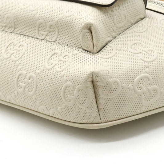 GUCCI GG embossed belt bag body waist pouch hip punching leather ivory white 645093