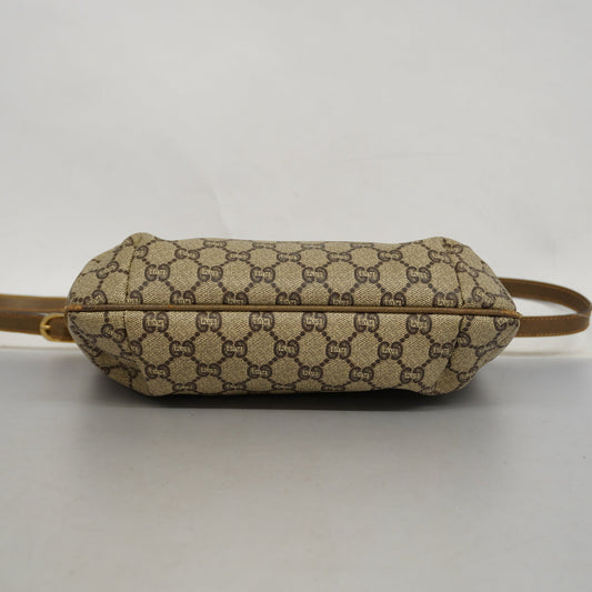 GUCCI GG Plus 122754 PVC Shoulder Bag Beige,Brown