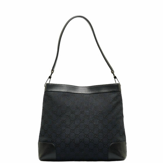 Gucci GG Canvas One Shoulder Bag 33900 Black Leather Women's