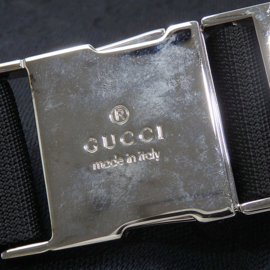 GUCCI Body Bag Black GG Canvas Leather 28556 Waist Pouch Women's Men's