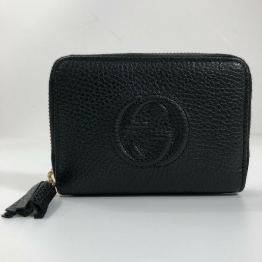 Gucci Coin Case Interlocking G Soho Round 598209 Leather Black Ladies Gucci