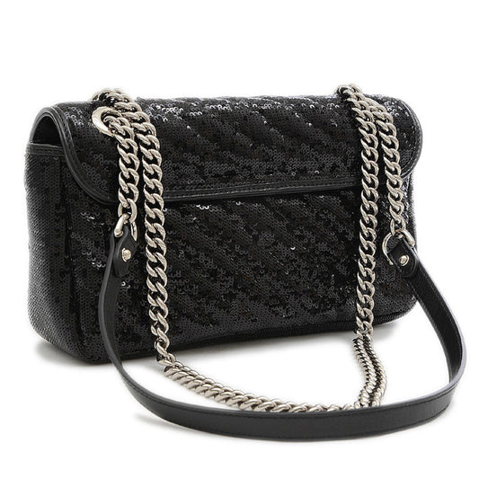 Gucci GG Marmont Small Sequin Shoulder Bag Black 443497