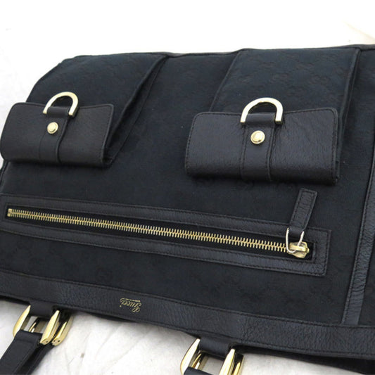 Gucci Bag GG Canvas Black x Gold Hardware Leather Shoulder Tote Women's Men's 146247