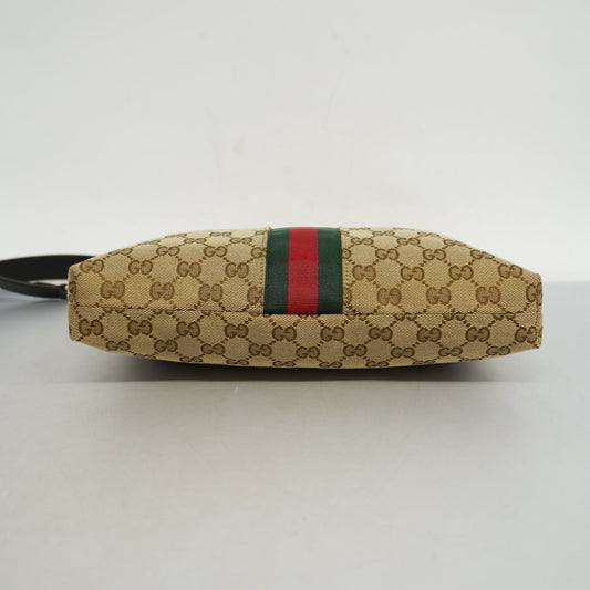 GUCCI Sherry Line 388926 Unisex GG Canvas,Leather Shoulder Bag Beige,Black