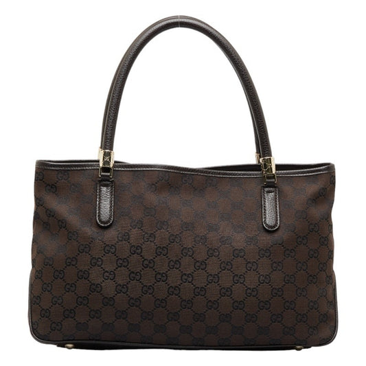 GUCCI GG Canvas Handbag Shoulder Bag 290826 Brown Leather Women's