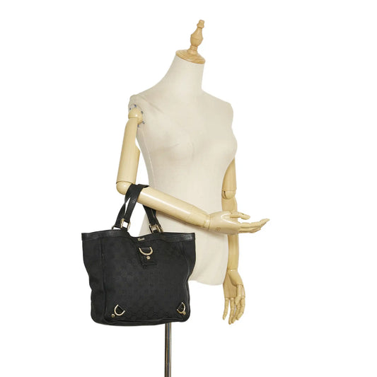 Gucci Abbey Tote Bag Black GG Canvas
