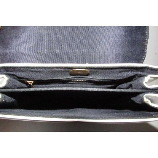 Gucci Box W Lunch Bamboo Handle White Patent Leather Satchel