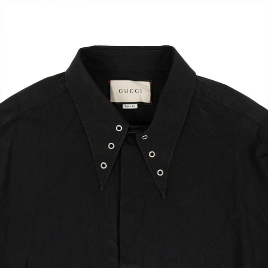 Gucci Cotton Popeline Button Down Shirt in Black