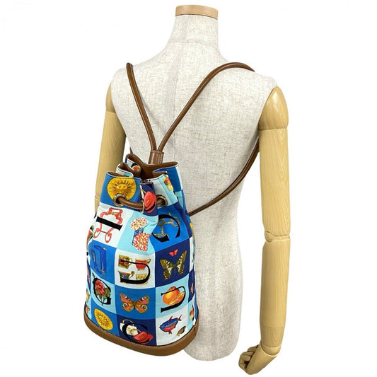 GUCCI Backpack Leather, Canvas multicolor Overall handle Shimo Women Used