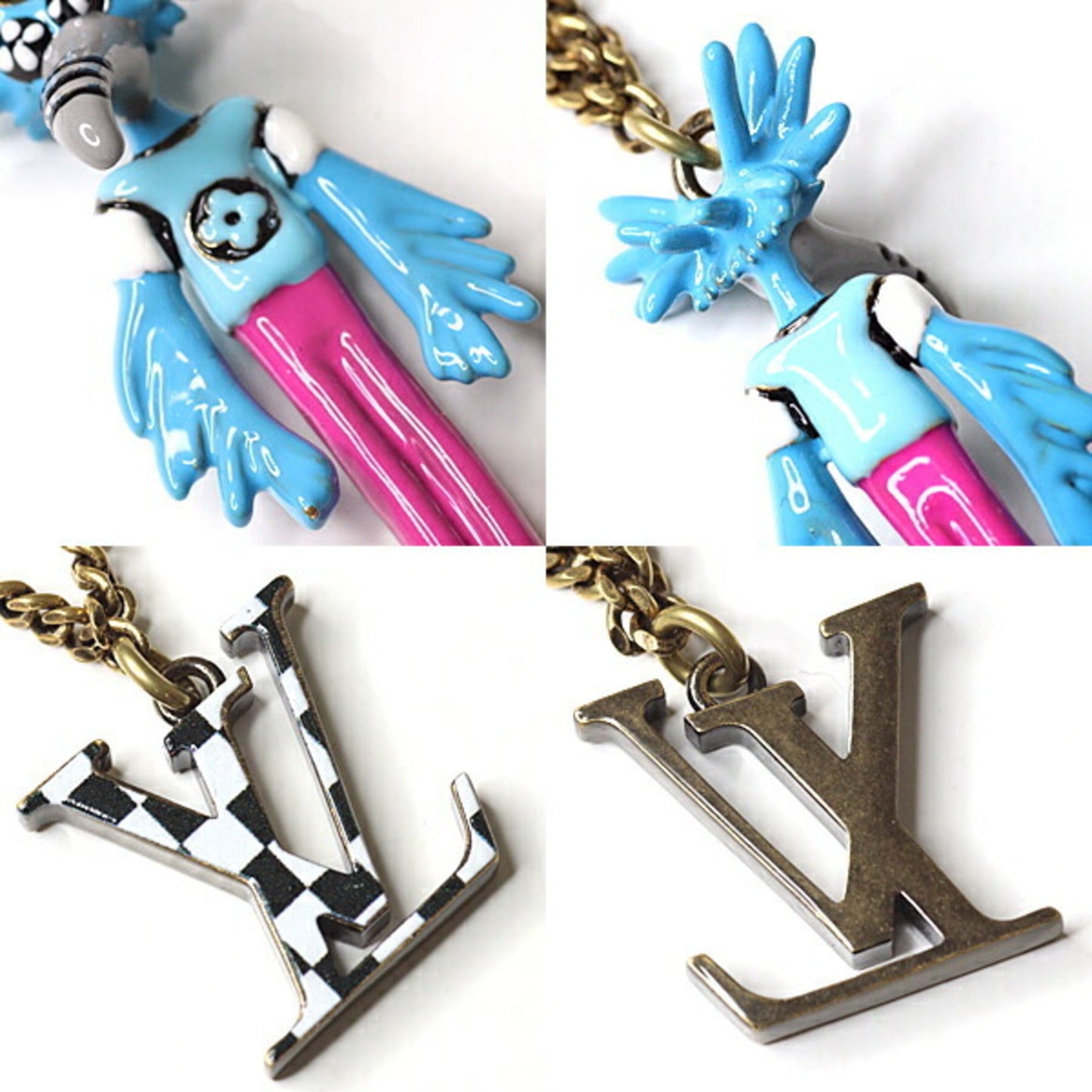 Louis Vuitton blue Enamel Plating Metal Pendant Necklace