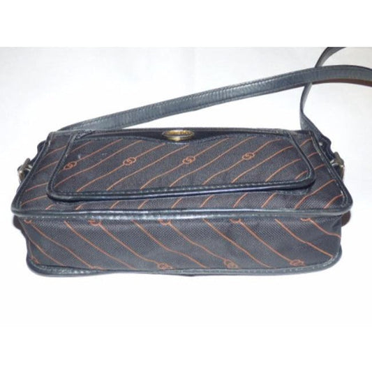 Gucci Anniversary Print Leather Black Gg Canvas Shoulder Bag