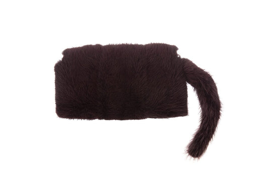 Gucci F/W 2004 By Tom Ford Burgundy Mink & Crystal Wolf Head Clutch