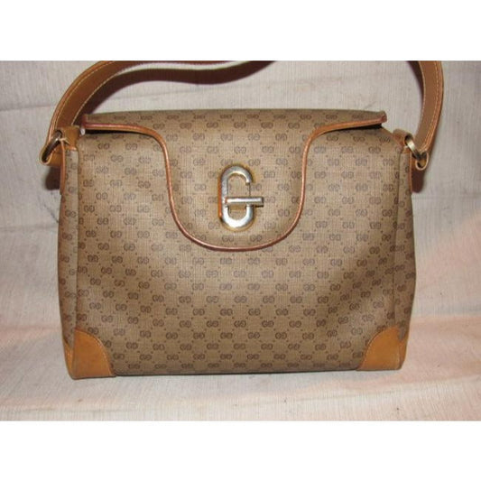 Gucci Brown Micro Guccissima Print Jackie satchel w a 'G' Twist Clasp