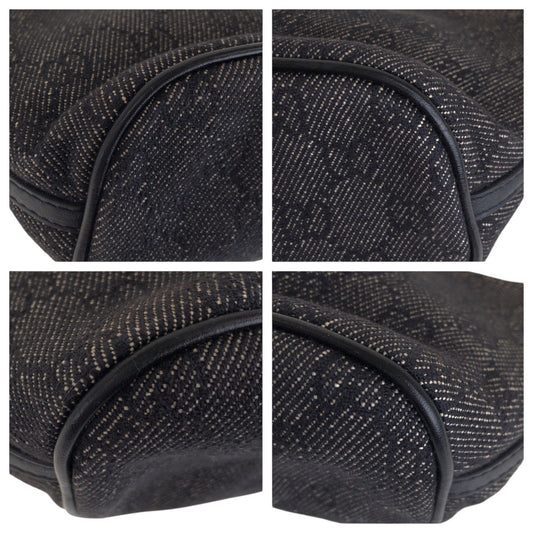 GUCCI Handbag 7198 GG canvas, leather Black GoldMetal Handbag accessory pouch Women Used