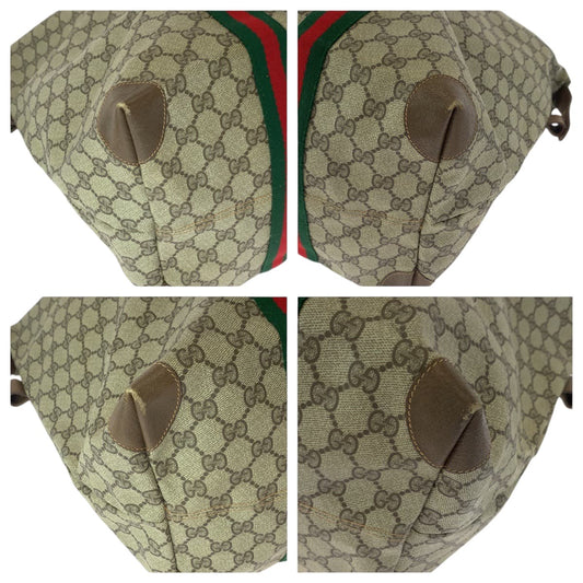 GUCCI Boston Duffel bag 89 19 012 GG Supreme Canvas Beige brown Boston Duffel bag Shoulder Bag Old Gucci Shelly Line Women Used