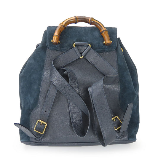 GUCCI Backpack 003.58.0016 Suede Navy Bamboo